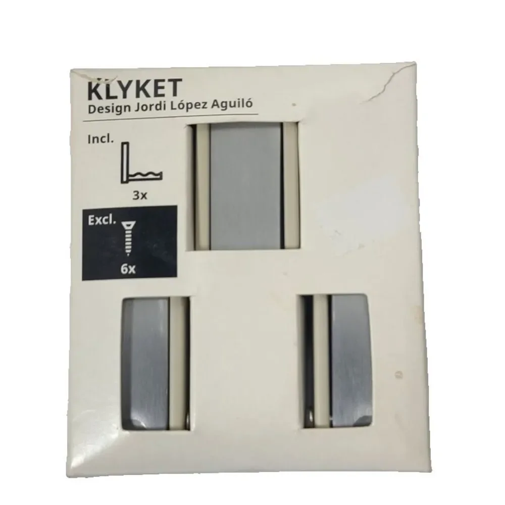 IKEA KLYKET Folding Hook pack of 3 Wall Mounted Aluminum NEW in box